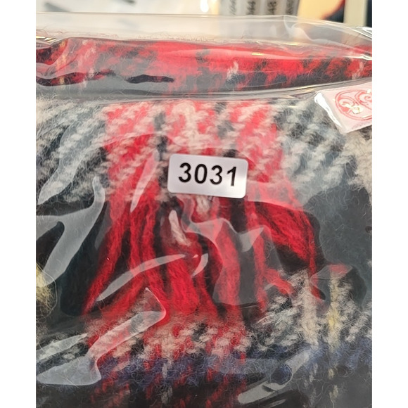 Vintage Alexanders Beige Red Plaid Wool Fringe Neck Warmer Scarf Womans Size 60" - Picture 4 of 4